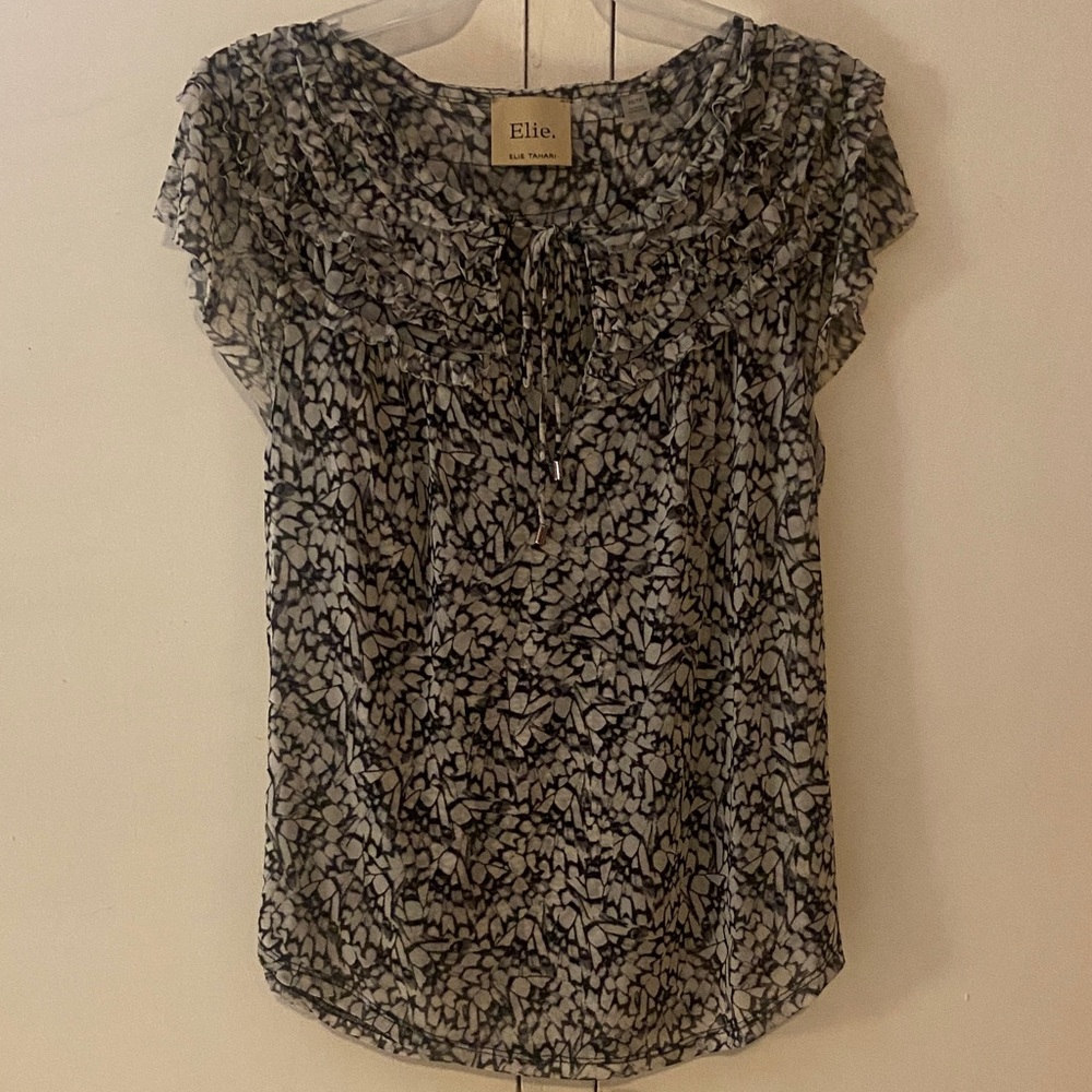 Elie Taharie Monochrome Patterned Blouse